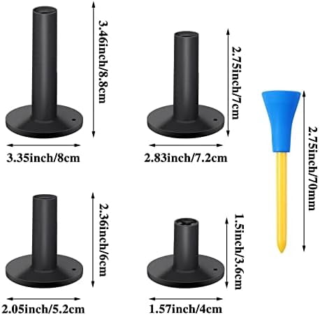 RibRave 12 Pieces Golf Range Tees Set Rubber Golf Tees for Mats Driving Range 6 Pieces for Practice Mat Mixed Size