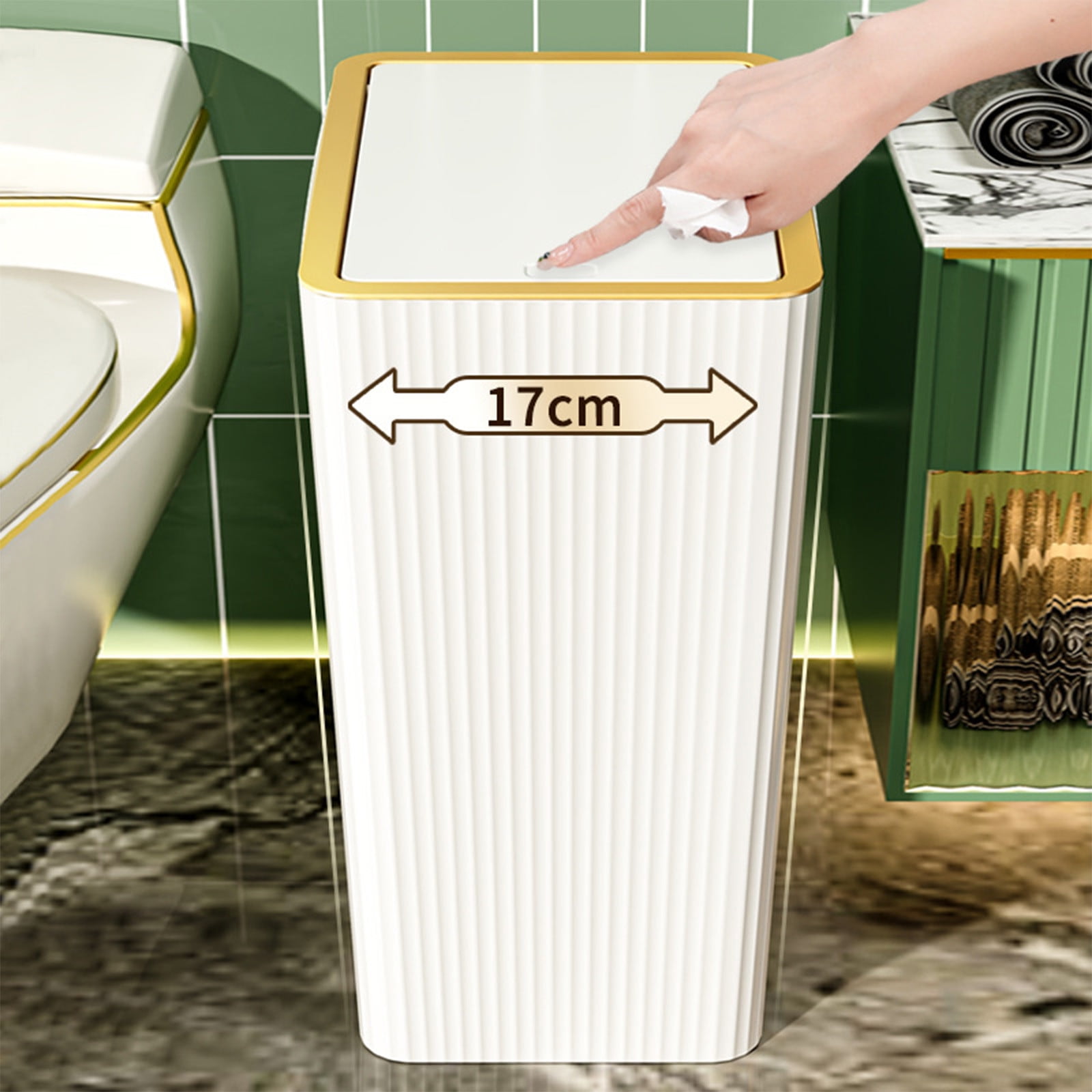 Kbndieu Bathroom Trash Cans Household Toilet with Lid Has Living Room Kitchen Bedroom Trash Cans Press Grips for Bedroom/Bathroom/Office, Fits Under Desk/Sink/Cabinet