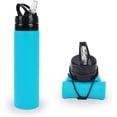 thumbnail image 1 of Botella de agua plegable de silicona de 600 ml Botella de agua plegable a prueba de fugas Botella de agua deportiva de silicona sin BPA Botellas de agua plegables ultraligeras y enrollables para gimna, 1 of 5