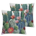 thumbnail image 2 of Nawypu  Cactus Throw Pillow Cushion Cover, Saguaro Cask Hedge Hog Prickly Pear Opuntia Tropical Botany Garden Plants Print, Decorative Square Accent Pillow Case,  2 pcs White, 2 of 6