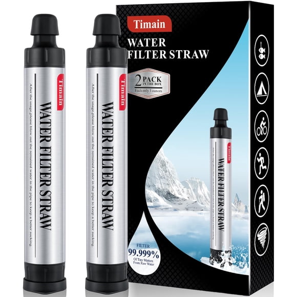 Filtro de agua Straw Timain, filtración de 4 etapas, paquete de 2
