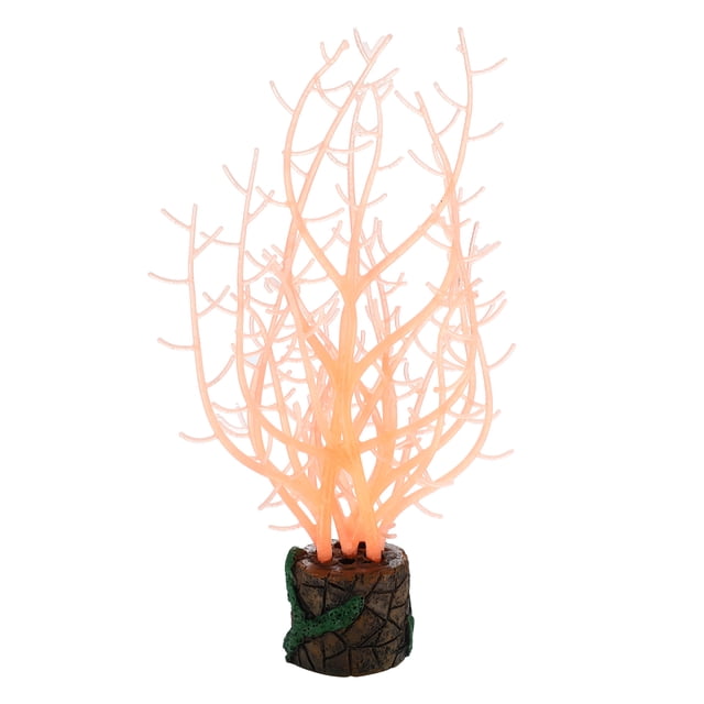 Silicona Resplandeciente Unique Bargains Acuario Árbol Coral para Peces Tanque Naranja