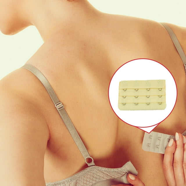 Extension Strap Bra Extenders Buckle 4 Hook Seam Fine Breathable Practical Accessories Adjustable Replacement 3 Rows Underwear light yellow