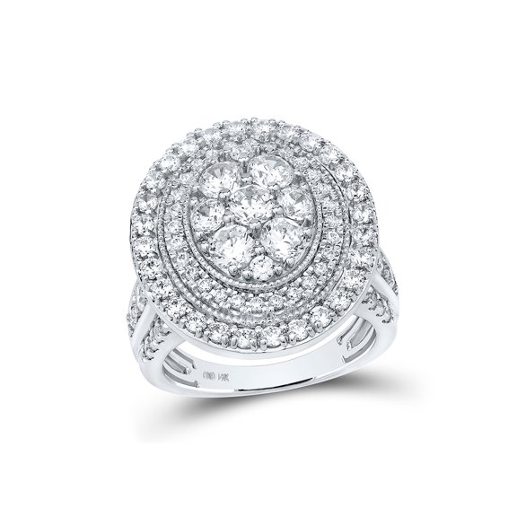 14kt White Gold Round Diamond Cluster Bridal Wedding Engagement Ring 3 Cttw