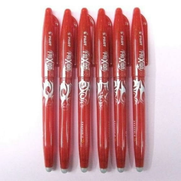 Pilot Frixion Red Erasable 0.7mm Fine Point Roller Ball Gel Ink Pens - 6 Pack 31552
