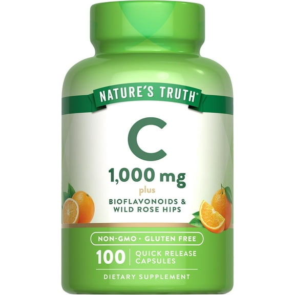Vitamin C with Rose Hips and Bioflavonoids | 1000mg | 100 Quick Release Capsules | by Nature's Truth