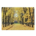 thumbnail image 1 of Nature Cutting Board, Autumn Fall Season Trees Falls Dried Leaves Scenery on Road Path Photo Art, Decorative Tempered Glass Cutting and Serving Board, Large Size, Yellow and Green, by Ambesonne, 1 of 1