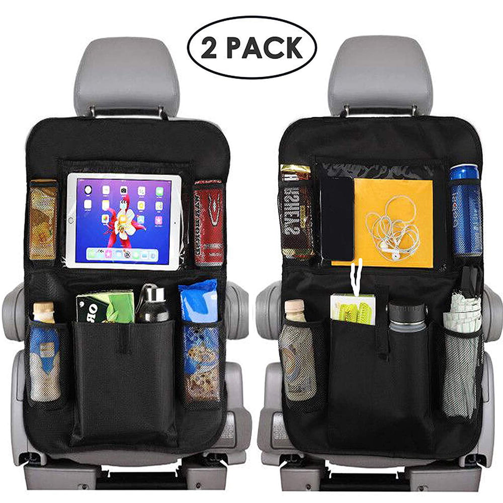 Reserwa Car Backseat Organizer 2 Pack Waterproof and Durable Car Seat Organizer Kick Mats Muti-Pocket Back Seat Storage Bag with Touch Screen Tablet Holder to Organize Toy iPad Bottle Snacks Books 