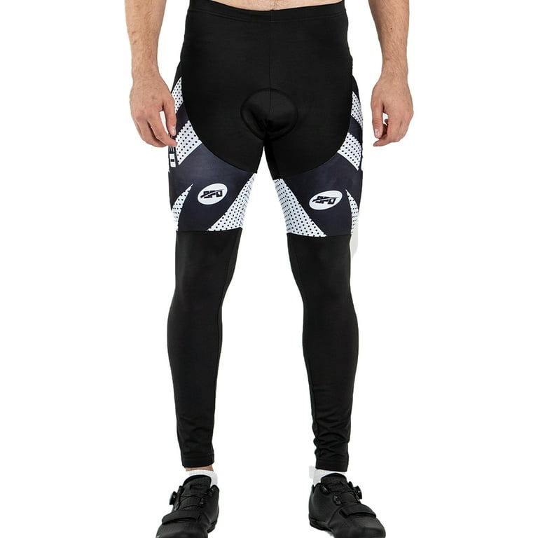 Mens Cycling Pants Padded Stretchy Cycle Tights Ankle Zip MTB Road