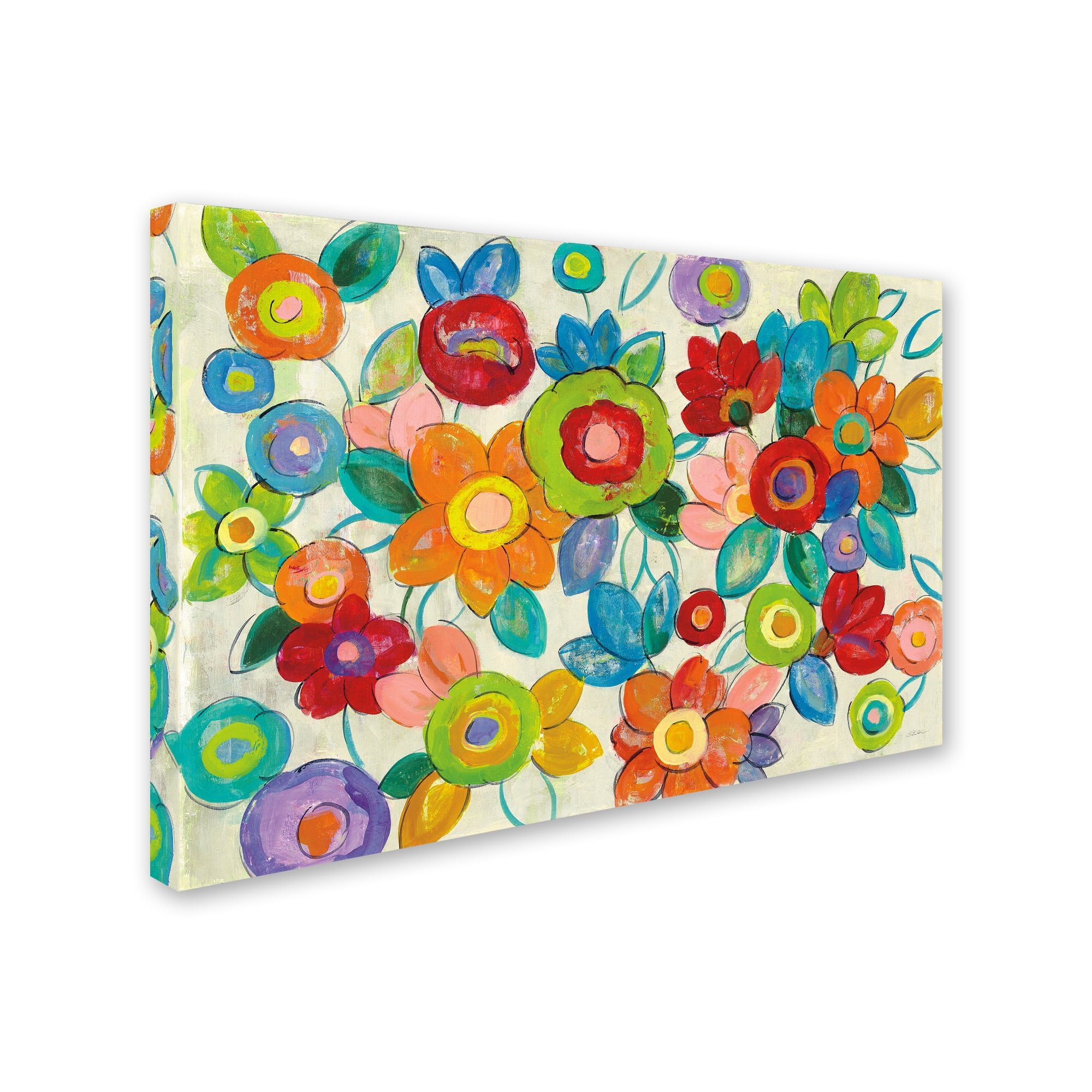 Trademark Fine Art "Decorative Flowers Bright" Canvas Art by Silvia Vassileva