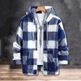 thumbnail image 6 of ZUKMRJPC Mens Double-Side Fleece Hoodies Full Zip Up Drawstring Vintage Plaid Hooded Sweatshirt Fall Winter Soft Warm Outwear with Pocket, 6 of 7