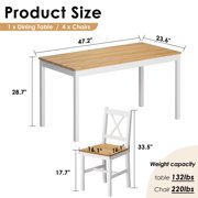 Soges 47 Dining Table Set for 4, 5-Piece Wood Kitchen Dining Table Set with 4 Chairs for Kitchen Dining Room Restaurant, Oak&White