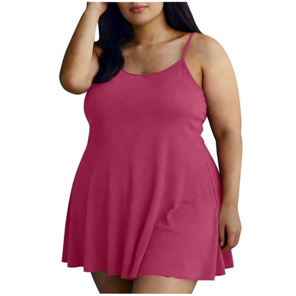 Neewe Women Nightgown Oversize Sleep Shirts Sleeveless Strap Sleepwear Plus Size Pleated Nightshirt Round Neck Nightdress
