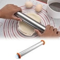 thumbnail image 2 of Adjustable Rolling Pin with Thickness Rings - Stainless Steel Dough Roller for Baking, 4 Interchangeable Sizing Bands for Cookies, Pasta, Fondant, Pizza & Pie Crusts - Nonstick Baker's Tool, 2 of 9