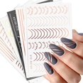 thumbnail image 1 of Pegatinas de uñas de línea francesa, pegatinas 3D para uñas, tira curva, oro, plata, línea blanca, estrellas, nubes, bruja gótica, pegatinas de esmalte de uñas, deslizadores adhesivos, pegatinas de d, 1 of 5