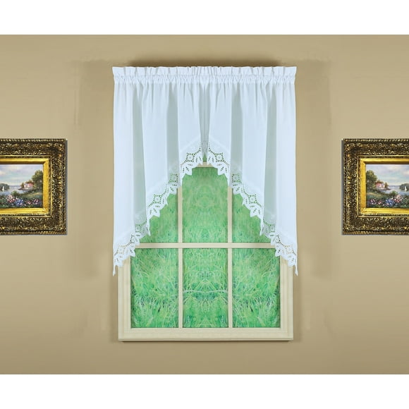 Curtain Today's Heirloom Battenberg con ojales, 38 pulgadas, color blanco