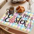 thumbnail image 3 of Easter Placemats Set of 12 Spring Leopard Printed Bunny Colorful Striped Place Mats Indoor Wipeable Table Mats Washable Cloth Dining Table Placemats for Kitchen Holiday Party Home Decor 13x19 Inch, 3 of 9
