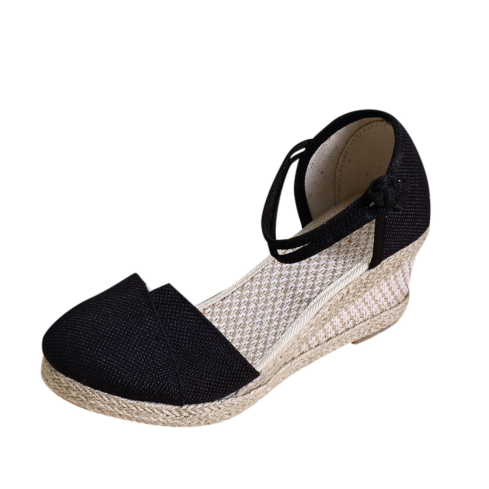 Women's Closed Toe Buckle Ankle Strap Espadrilles Leisure Wedge Sandals ...
