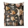 thumbnail image 1 of Seashells Soft Flannel Fleece Throw Blanket, Seashell Background Still Life Spiral Wooden Table Rural Rustic Country Theme, Cozy Plush for Indoor and Outdoor Use, 70" x 90", Multicolor, by Ambesonne, 1 of 5
