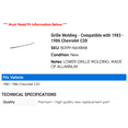 thumbnail image 2 of Grille Molding - Compatible with 1983 - 1986 Chevy C20 1984 1985, 2 of 2