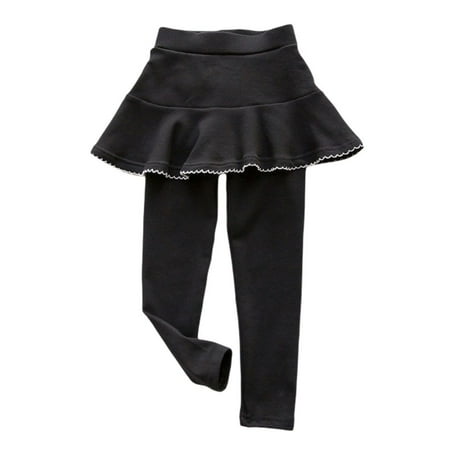 

Girls Culottes Winter Warm Leggings Fake Two-piece Stitching Pantskirt Child Girls Plus Velvet Leggings Spring Autumn All-match Skirtpants