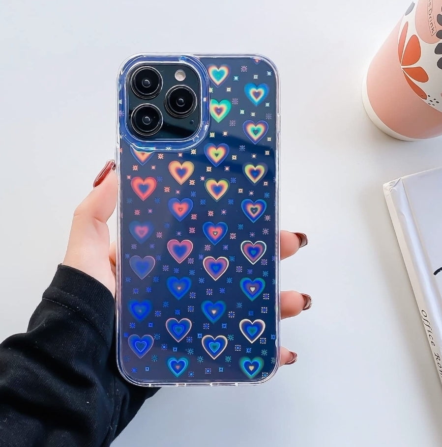 Compatible With Iphone Se 22 Case Clear Laser Glitter Bling Heart Soft Flexible Tpu And Hard Pc Shockproof Case Women Girls Heart Pattern Phone Case Rainbow Heart Clear Walmart Com
