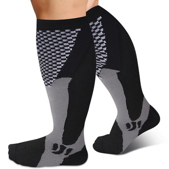 Plus Size Compression Socks For Women & Men, Wide Calf Knee High Support Stockings High Elasticity Sports and Fitness Pressure Socks 15-25mmgh