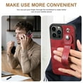 thumbnail image 5 of Elehold Luxury Leather Hand Strap Card Slot Case Compatible with iPhone 14 Pro Max 6.7 Inch with Camera Protection Card Slot Shockproof Kickstand Lanyard for iPhone 14 Pro Max 6.7 inch, Red, 5 of 8