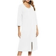thumbnail image 5 of Ruimatai Women's Nightgown Winter Warm Loose Pajamas with Zip and Pockets 3/4 Sleeve Cozy Home Dress, 5 of 5