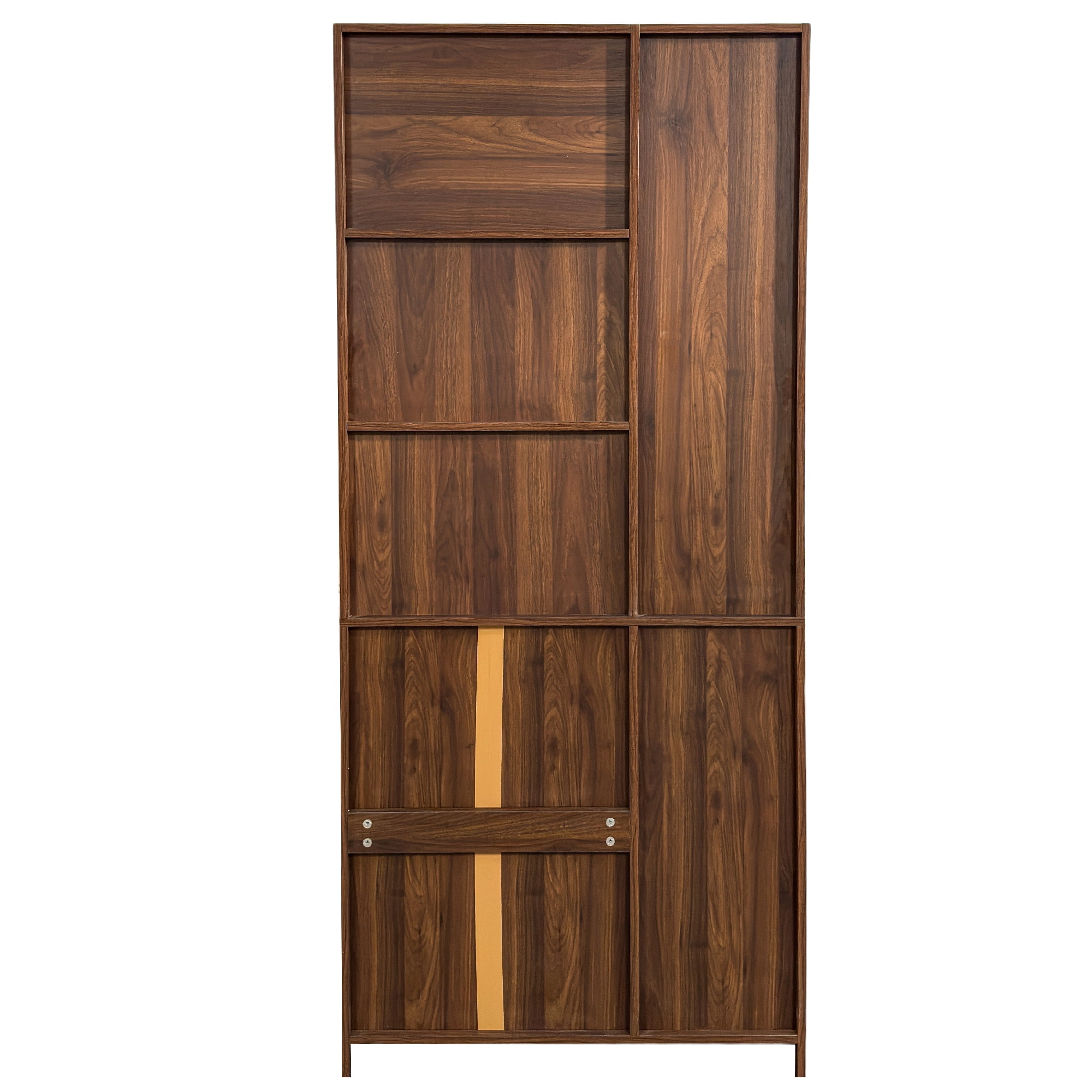 Mintazer Farmhouse Kitchen Hutch Cabinet with Microwave Stand, Freestanding Storage Buffet Sideboard Coffee Bar Cabinet for Home & Pantry, Brown