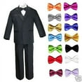 thumbnail image 1 of 6pc 13 Color Boy Black Formal Wedding Party Suits Tuxedo Set + Bow Tie All Sizes, 1 of 1