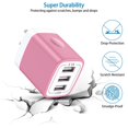 thumbnail image 4 of Charger Block,USB Wall Charger Adapter Plug,HopePow 5V/3.1A/3PACK Three Ports Wall Charger Block Fast Charging Block Android Phone Charger Block Brick for iPhone Wall Charger,Rose Gold, 4 of 6