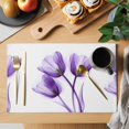 thumbnail image 2 of Luxury Purple Tulip Placemats Set of 6 Watercolor Spring Rustic Floral Place Mats Indoor Wipeable Table Mats Washable Cloth Dining Table Placemats for Kitchen Holiday Party Home Decor 13x19 Inch, 2 of 9