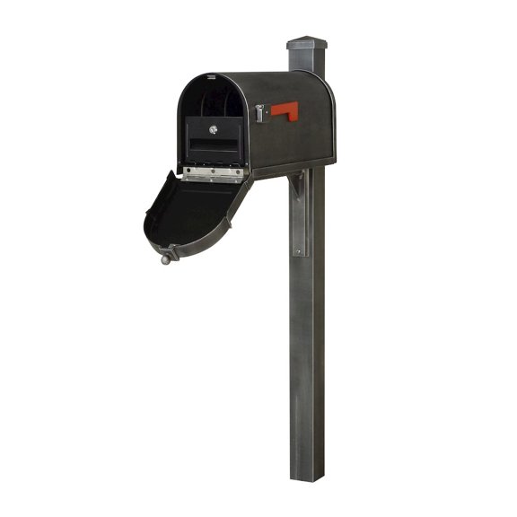Special Lite Products SCB1015-SPK720-SW-LB998 Berkshire Curbside Mailbox with Locking Insert & Wellington Mailbox Post