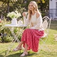 thumbnail image 5 of Enmain Flowy Maxi Skirt for Women Floral Pleated High Waist Drawstring Tiered Skirts with Pockets, 5 of 9