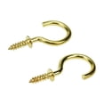 thumbnail image 2 of 100 pcs 7/8 inch Brass Plate Ceiling Screw Hooks Hanging Screw-in Ceiling Hooks for Cup Hooks, Gold, 2 of 3