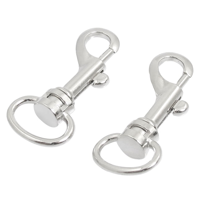 2 Pcs Silver Tone Metal Lobster Shape Clasp Keyrings Trigger Hook