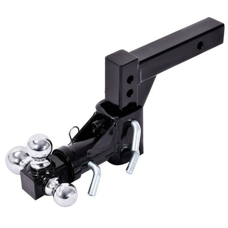 Gymax Triple Ball Swivel Adjustable Drop Turn Trailer Tow Hitch Mount For 2'' (Best Adjustable Ball Hitch)