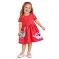 thumbnail image 2 of Rimyaw Toddler Girls Dinosaur Dress, Short Sleeve A-Line Sundress with Applique, Soft Summer Casual Red Dress, Size 2T, 2 of 7