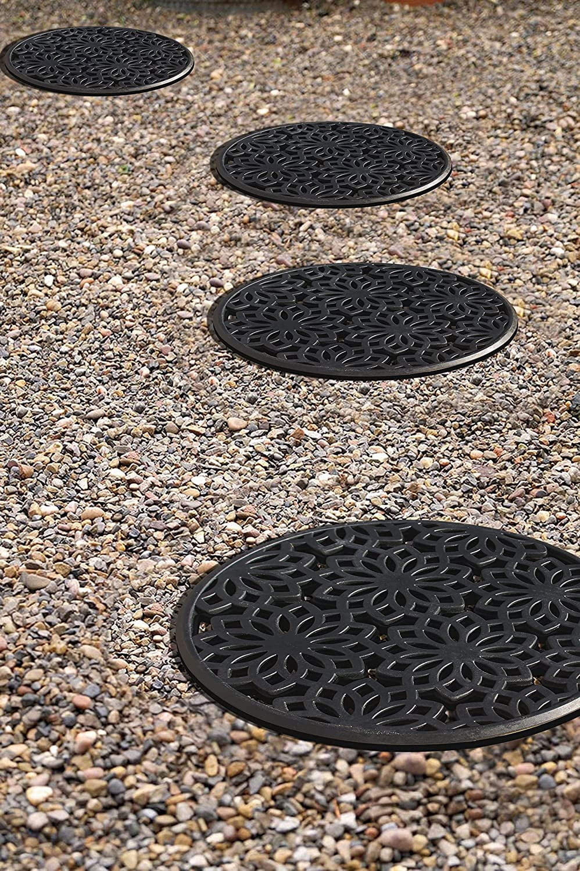 A1HC Rubber Multi Functional-Garden Stepping Stone Mat, Round, 14"X14", Black Set of 3