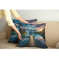 thumbnail image 2 of Ambesonne Lake Throw Pillow Cover 2 Pack, Wooden Pier Dramatic Night, 18", Coral Dark Turquoise, 2 of 7