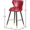 thumbnail image 5 of Meridian Furniture Tabouret de Bar Hendrix Rouge en Faux Cuir 28 Pouces (Ensemble de 2), 5 of 5