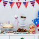 thumbnail image 5 of Decoración con estrella patriótica, lazo rojo, blanco azul, insertos de palitos con purpurina, adornos de espuma, púas florales con 22 cm de longitud para el Día de la Independencia, Día de Canadá,, 5 of 6
