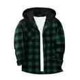 thumbnail image 3 of qucoqpe Mens Flannel Hoodie Shirts Long Sleeve Button Down Plaid Shacket Jacket Casual Stylish Hooded Blouse Coatwith Pockets, 3 of 6
