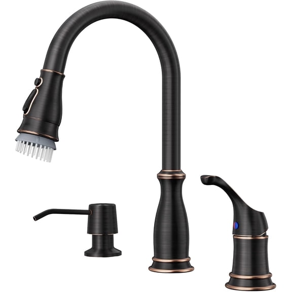 APPASO 3 Hole Pull Down Kitchen Faucet Sprayer Oil Rubbed Bronze Lead-free
