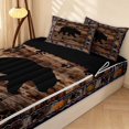 thumbnail image 2 of Erosebridal Bohemian Aztec Zipper Twin Comforter Sets with Fitted Sheet and 2 Pillowcases, Hippie Bear Zipper Bedding Set, Weathered Wood Black Amber Orange Purple, Black Reversible, 2 of 7