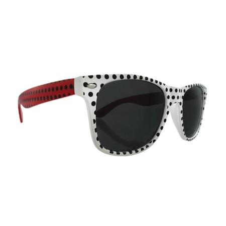 Zeckos - Polka Dot Retro 80`s Style Sunglasses - White