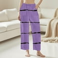 thumbnail image 6 of Nfurl Women's Winter Flannel Pajama Pants with Pockets Warm Stripe Elastic Waist Pjs Bottoms Cozy Lounge Long Boxer Pant Ladies Sleep Bottom Purple XL, 6 of 6