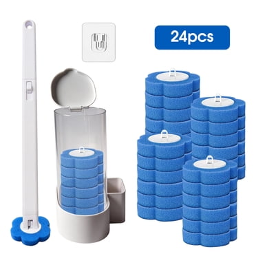 Disposable Toilet Brush, Toilte Wand Kit, Toilet Brushes and Holders with 24 Refills, Wall Mounted Toilet Bowl Cleaner Brush, Toilet Cleaning System for Bathroom Maintenance