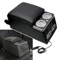 RYANSTAR RACING Truck Seat/Bench Organizer, Rear Bench Seat Consoles with LED Light, USB Port, Cup Holders, Armrest, and Padded Top Lid